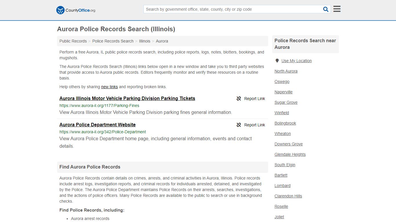 Police Records Search - Aurora, IL (Accidents & Arrest Records)