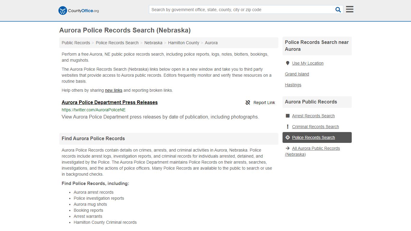 Police Records Search - Aurora, NE (Accidents & Arrest Records)